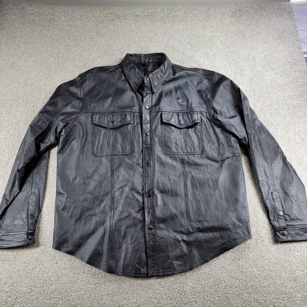 Bikers Dream Apparel Womens Moto Shacket 4XL Black Leather Button Down